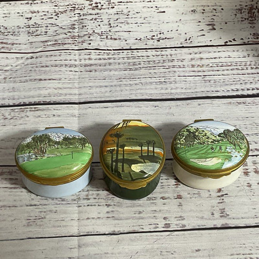 Set of 3 VTG. CRUMMLES & CO. 1992,93,94 Chrysler Bob Hope Classic Trinket Boxes