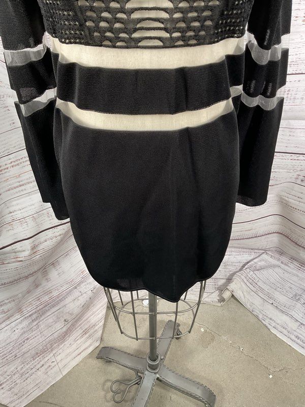Alexander Wang x H&M Perforated Sheer Mesh Panel Long Sleeve Dress Size S