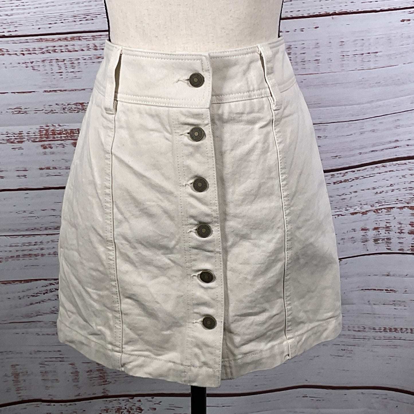 SEZANE Denim Women's Off White Denim Button Down Skirt- SZ 36