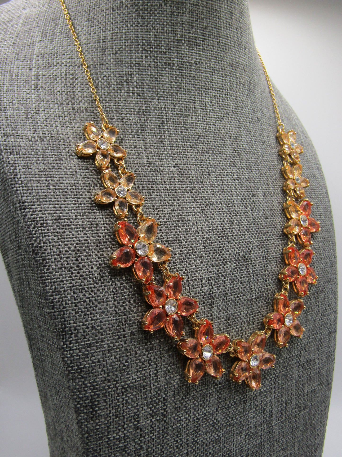 Kate Spade Bed of Roses Gold Plated Ombre Crystal Floral Necklace