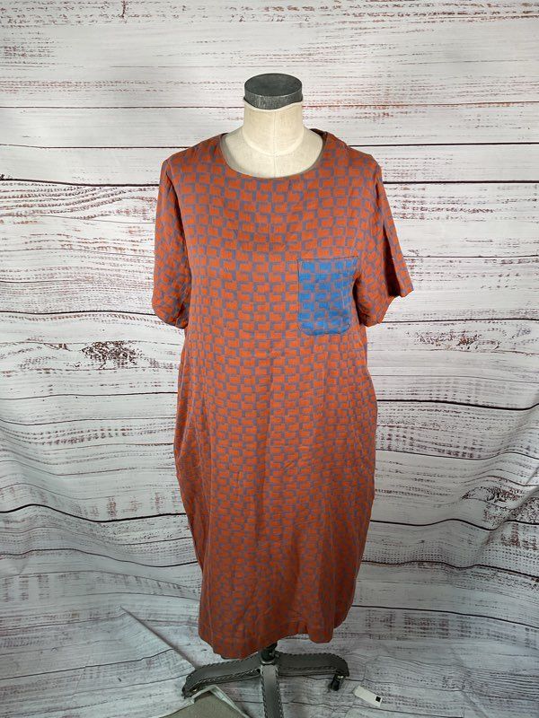 Ace & Jig Women's Shirt Dress Geometric Orange & Blue - Size XL