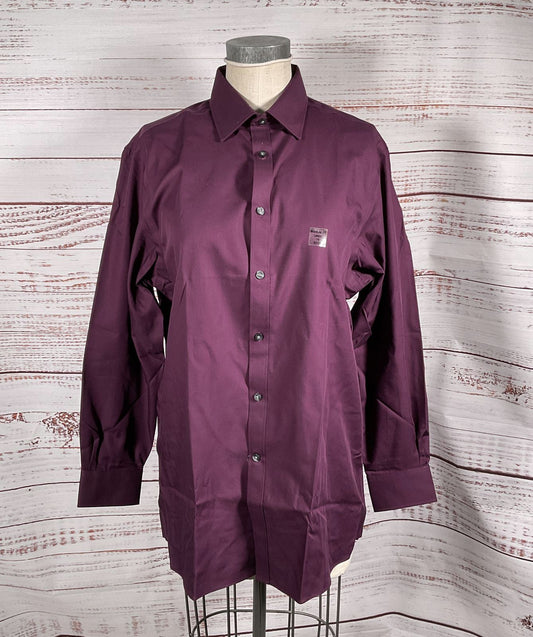 Michael Kors Button Down Long Sleeve Shirt Wine L 16 32/33
