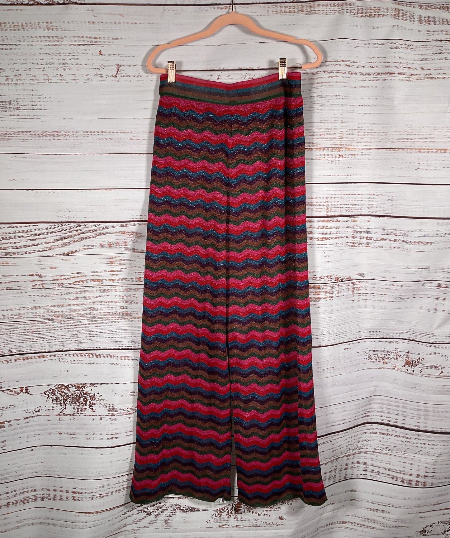 Boden USA Jacquard Knitted Trousers Jewel Toned Metallic Wave Multicolor 10