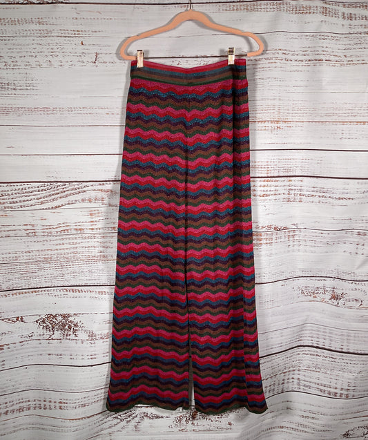 Boden USA Jacquard Knitted Trousers Jewel Toned Metallic Wave Multicolor 10