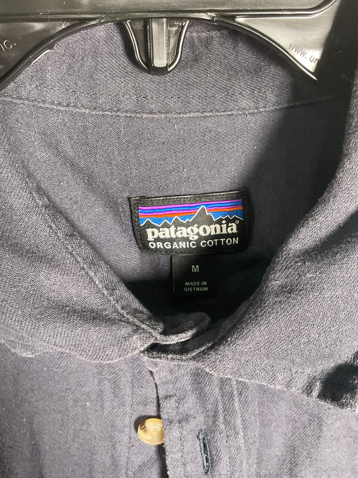 Patagonia Dark Blue Button Up Cotton Long Sleeve - Size M