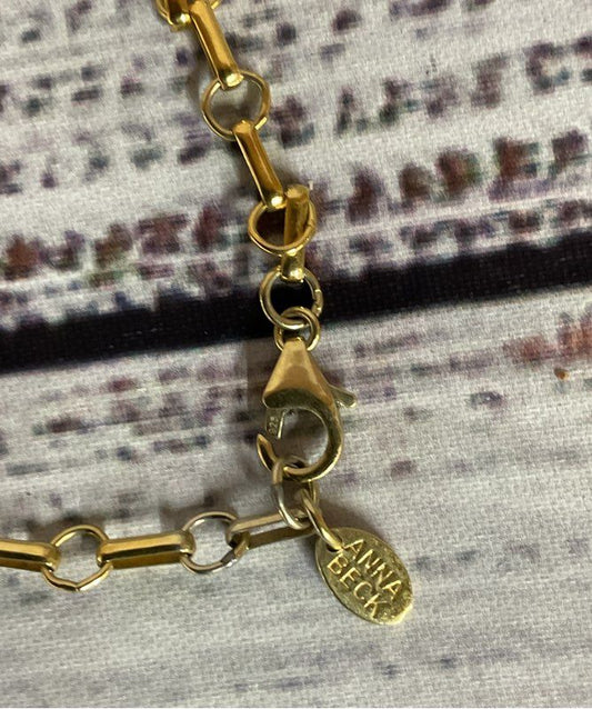 Anna Beck Sterling Silver Gold Tone Chain Bracelet 7.25"