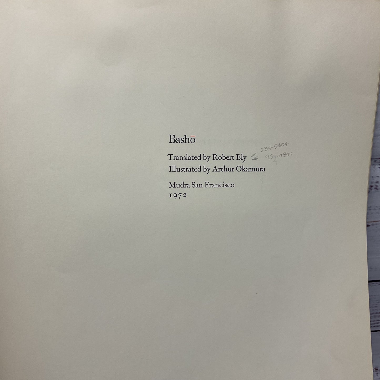 Basho Haiku Poetry Book 1972 Shinji Okamura Translated By Robert Bly