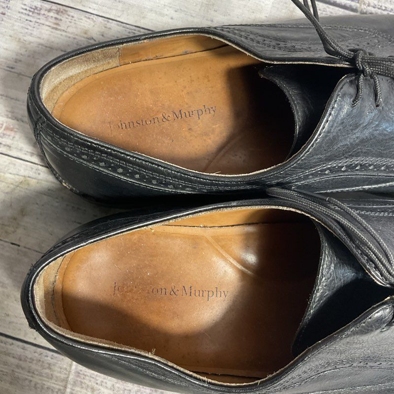 Johnston & Murphy Black Leather Cap Toe Oxford Dress Shoe Men's Size 13