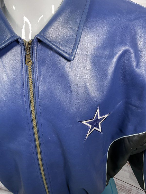Vintage 90s NFL Dallas Cowboys Bomber Varsity Faux Leather Bomber Jacket Size L