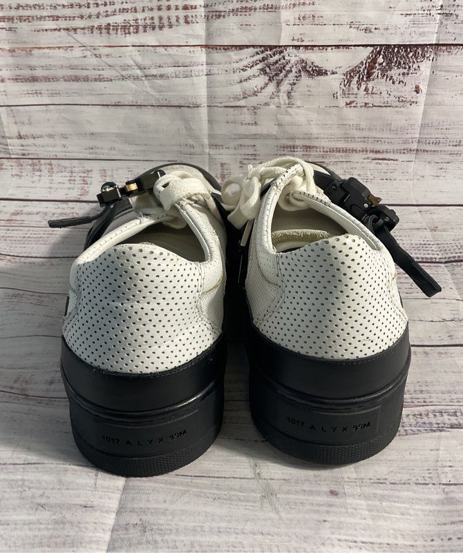 1017 ALYX 9SM Buckle Strap Black & White Leather Rubber Low Sneakers 45EU/12US