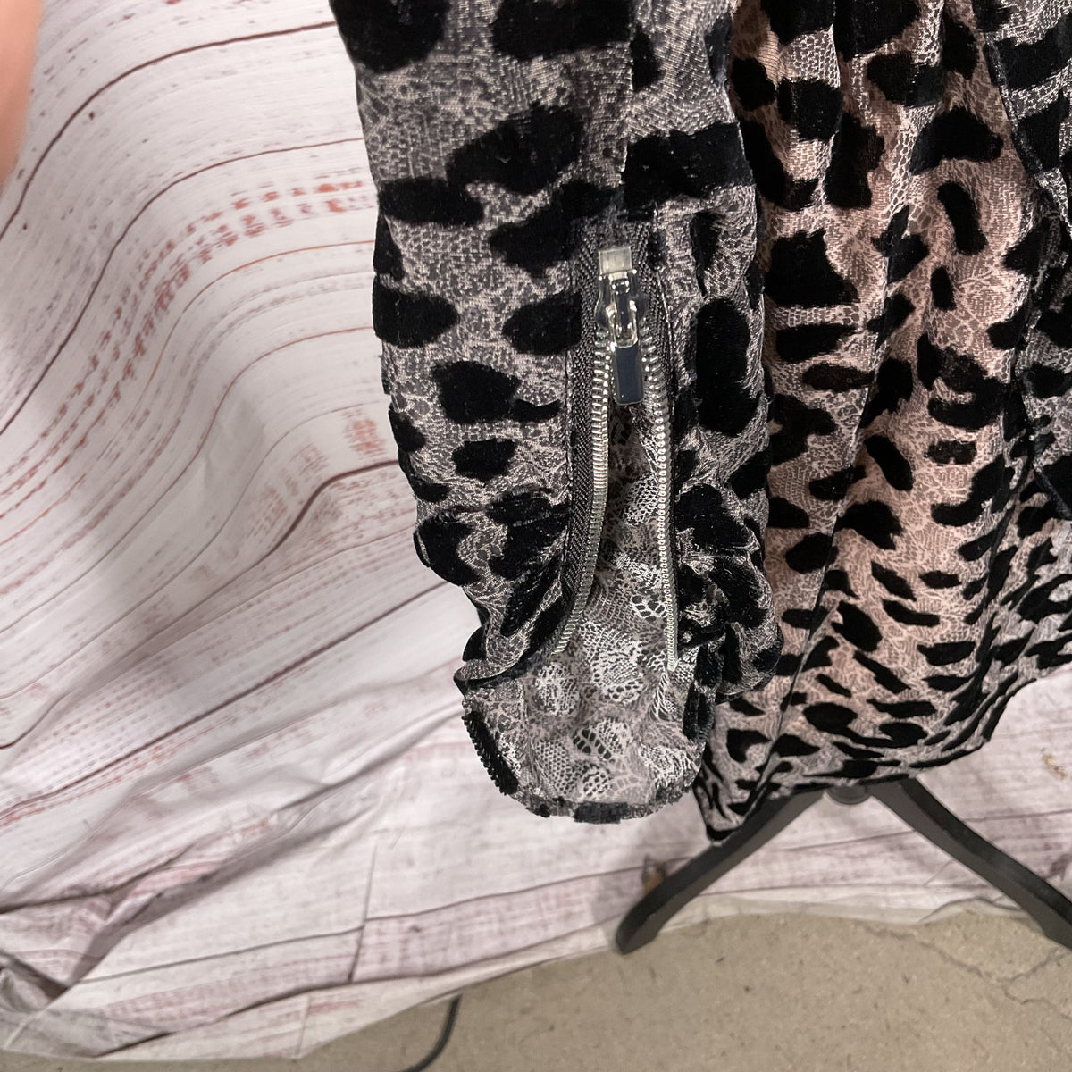 ZADIG & VOLTAIRE Women's Black Velvet & Sheer Cheetah Print Dress