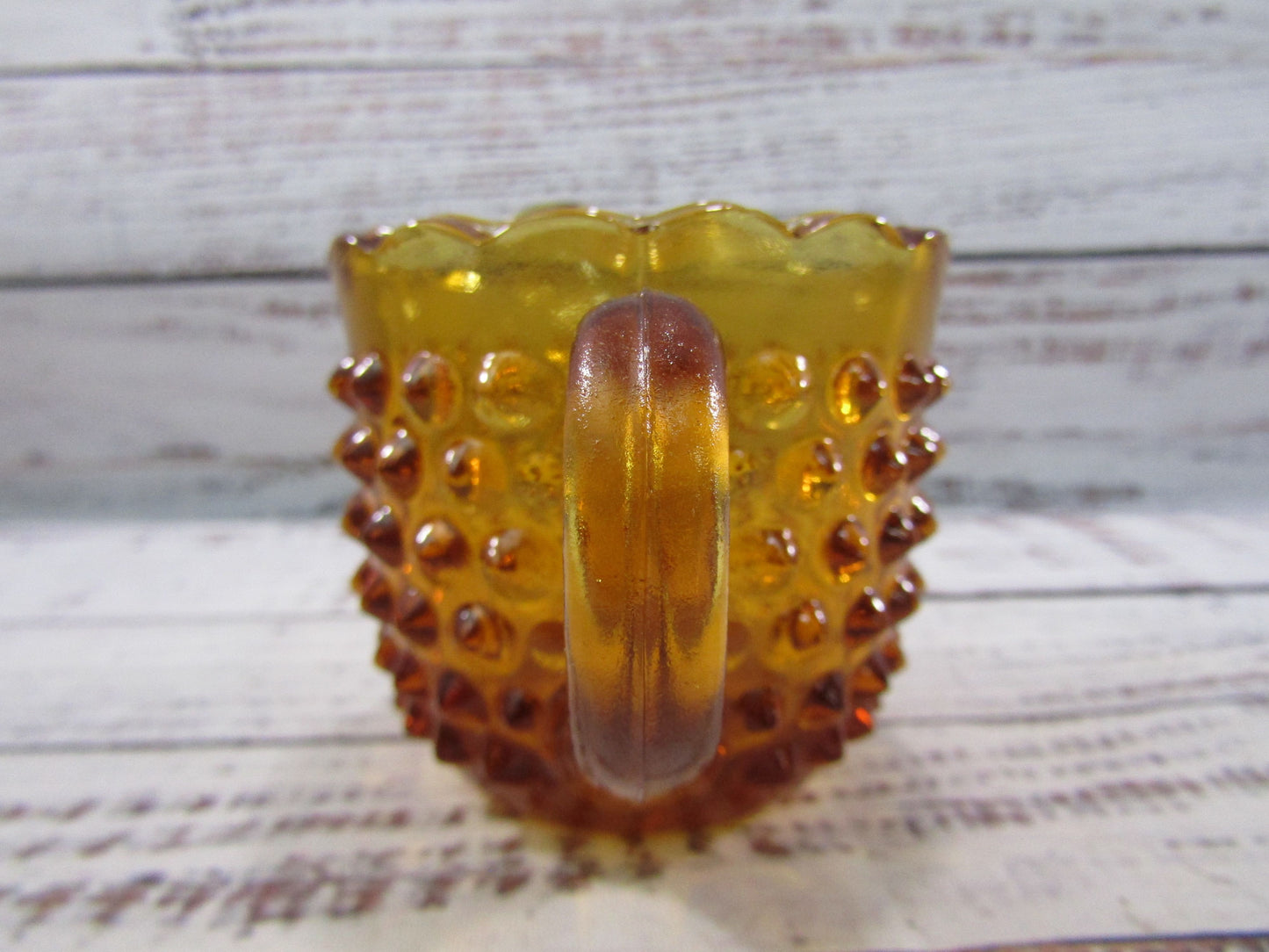 Vintage L.E. Smith Hobnail Amber Glass Creamer & Sugar Bowl