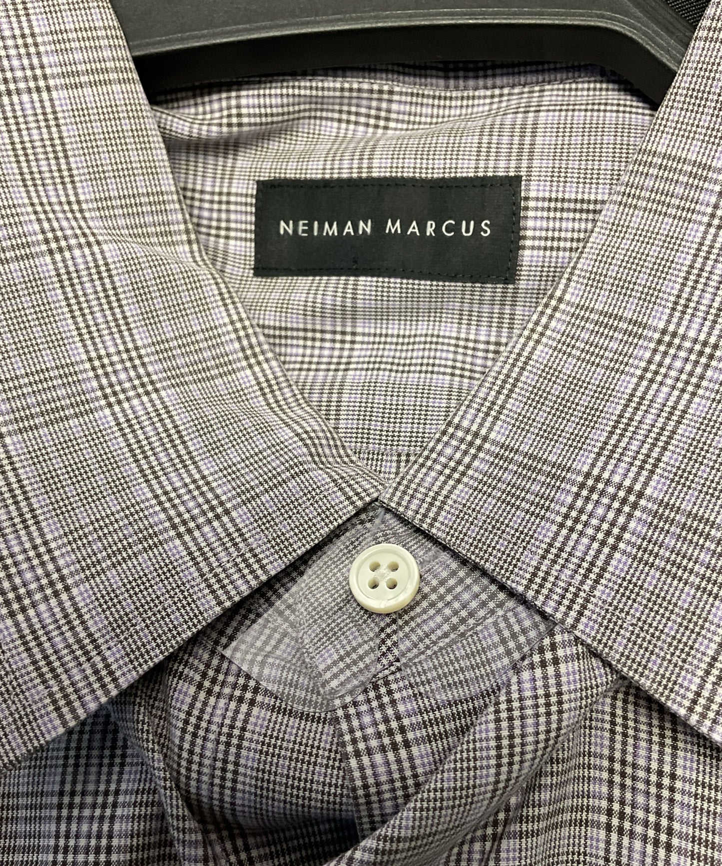 Neiman Marcus Lavender Purple Black Plaid Button Down Dress Shirt - Size L