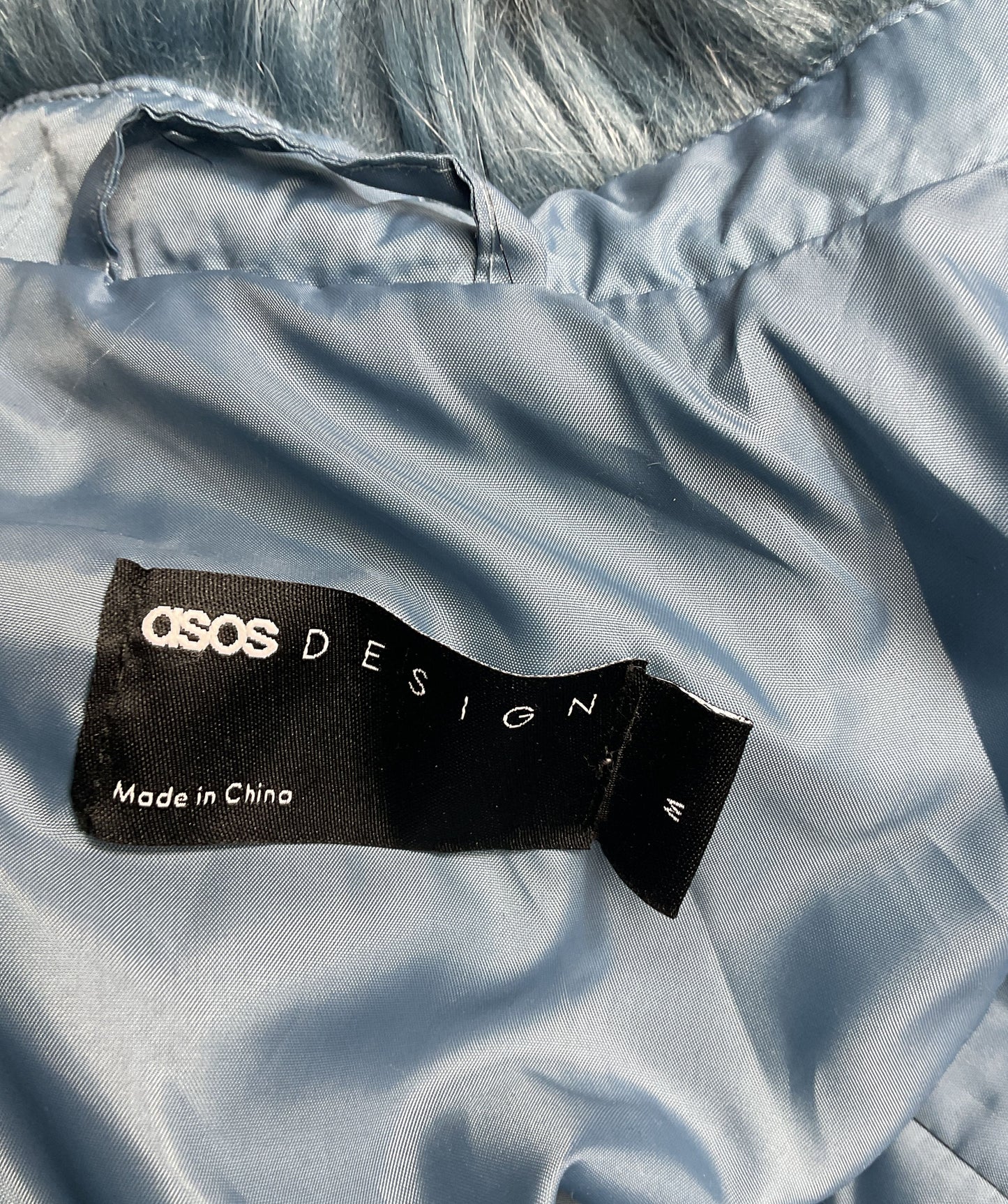Asos Design Faux Fur Jacket Blue M