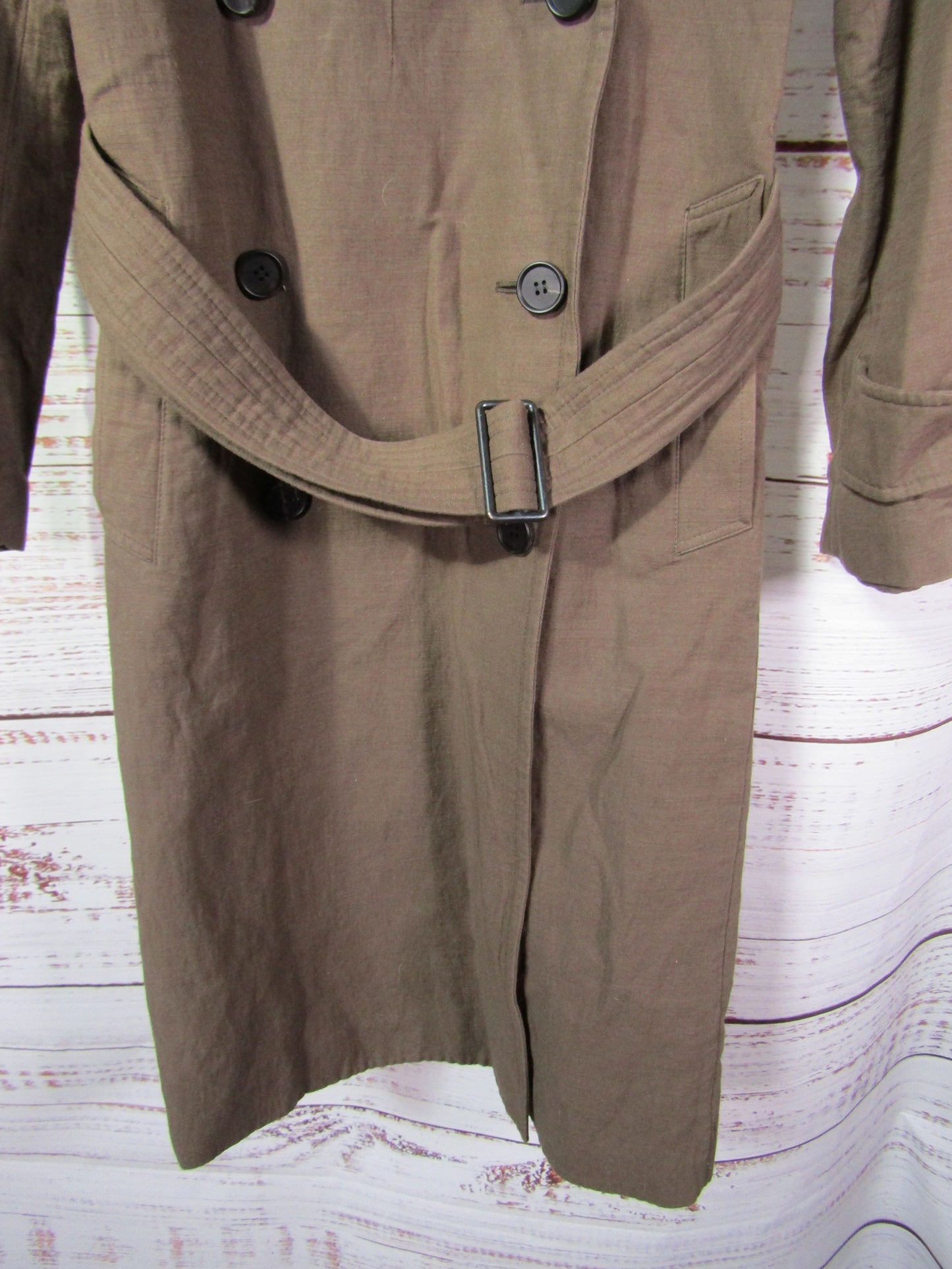 Allsaints Lia Mac Women's Green Double Breasted Trench Coat Size 00