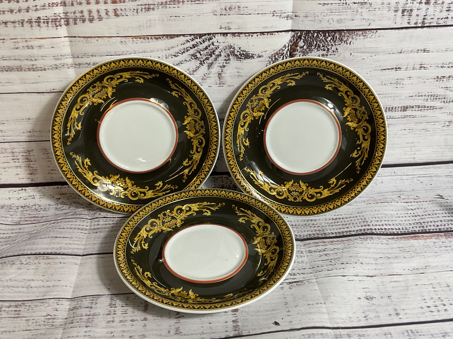 Set of 3 ROSENTHAL X VERSACE Paul Wunderlich Medusa Brown Saucer Plates- 6.25"