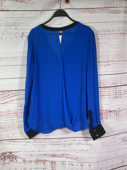 Chelsea Flower Blue Open Back Button Up Blouse NWT - Size L
