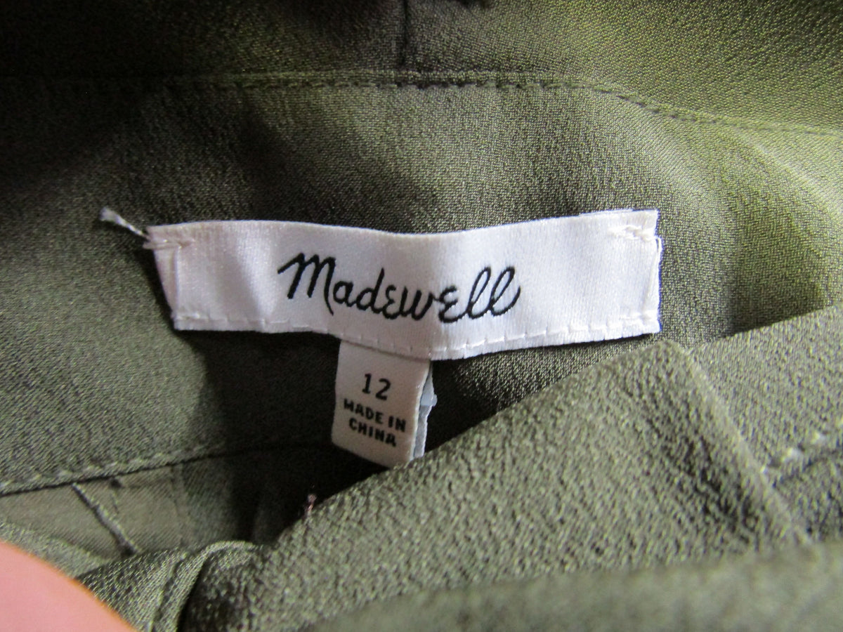 Madewell Women's Green Drapey Paperbag Pants Size 12 L0375