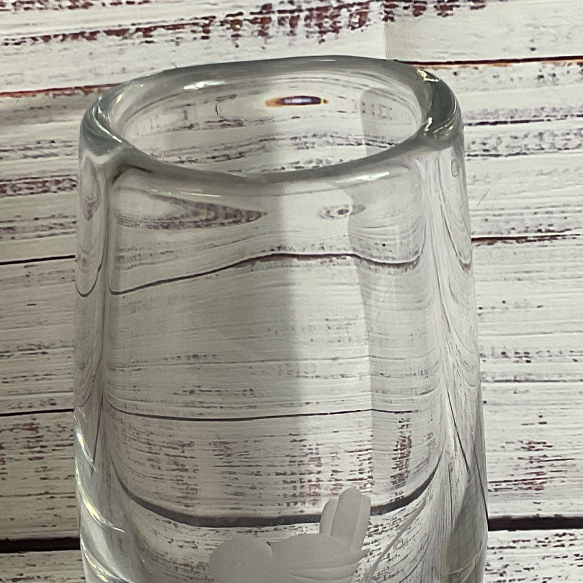 VTG. GLASSKOLAN Crystal Vase with Etched Bird- 8.25"