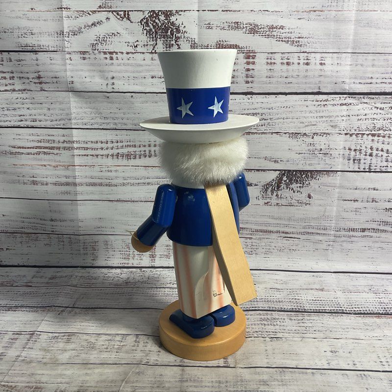 VTG. Original Steinbach Volkskunst Uncle Sam 12" Wooden Nutcracker Figure *DMG*