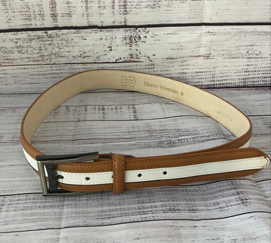 Men's Marco Valentino Brown and White leather Belt Size 36