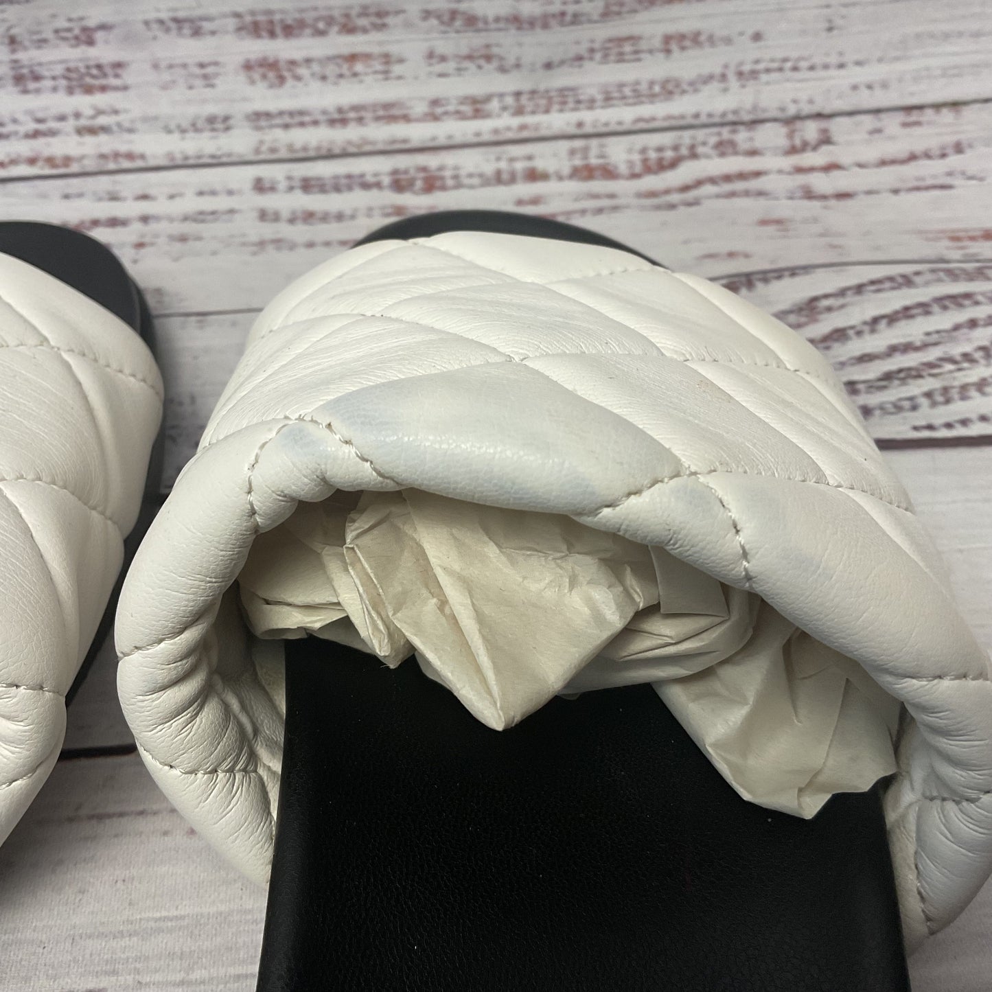 Avellini White Leather Slides Sandal Slipper Women 8.5