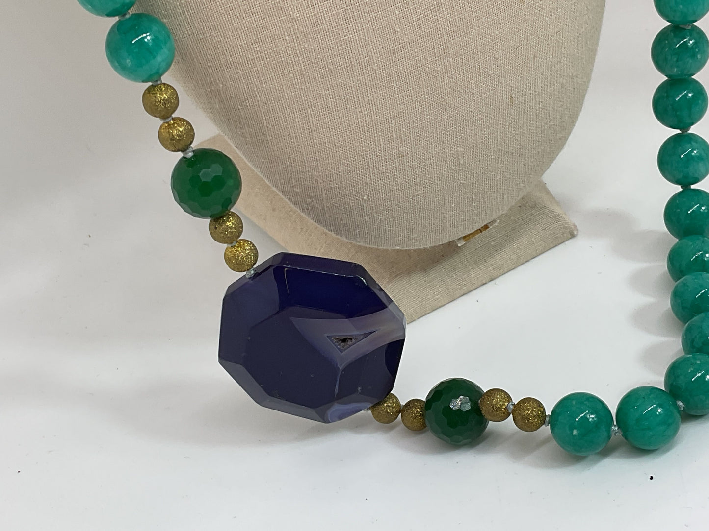 Multi Gemstone Beaded Chuncky Necklace- 37"
