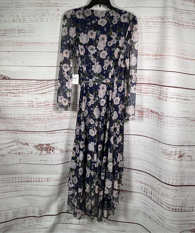 NWT Women's Laundry by Shelli Segal Pink and Blue Floral Mesh Wrap Dress Size 0