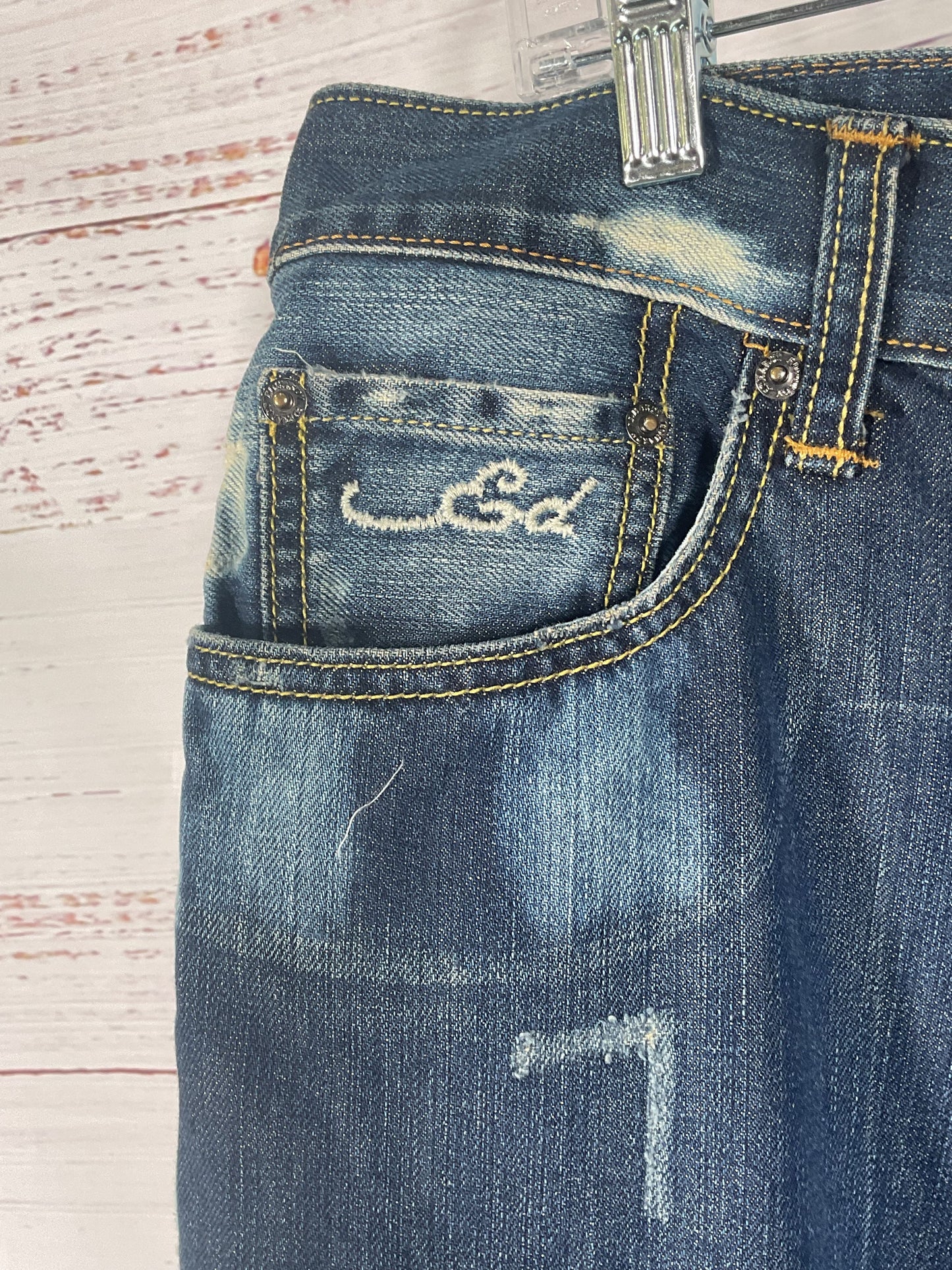 2009 Ed Hardy Kiss of Death Embroidered Blue Jeans - Size 40