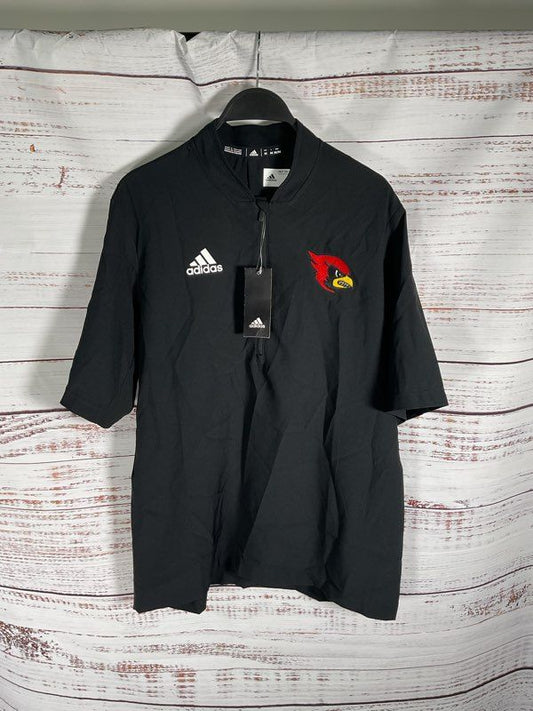 Louisville Cardinals Shirt Men's Medium Adidas Black 1/4 Zip Short Sleeve