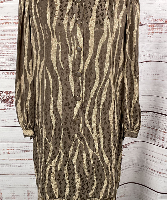 Ted Lapidus Vintage Animal Print Top & Skirt Set Beige