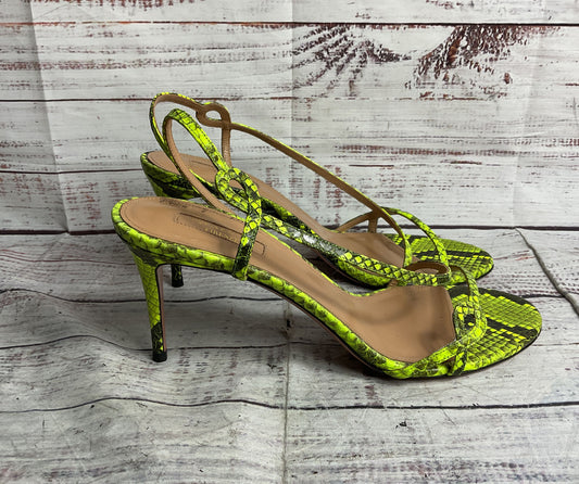 Aquazurra Leather Serpentine Python Sandals Green 39.5