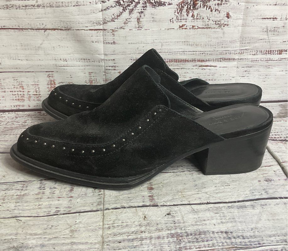 Rag & Bone Suede Studded Accents Mules Black 36.5