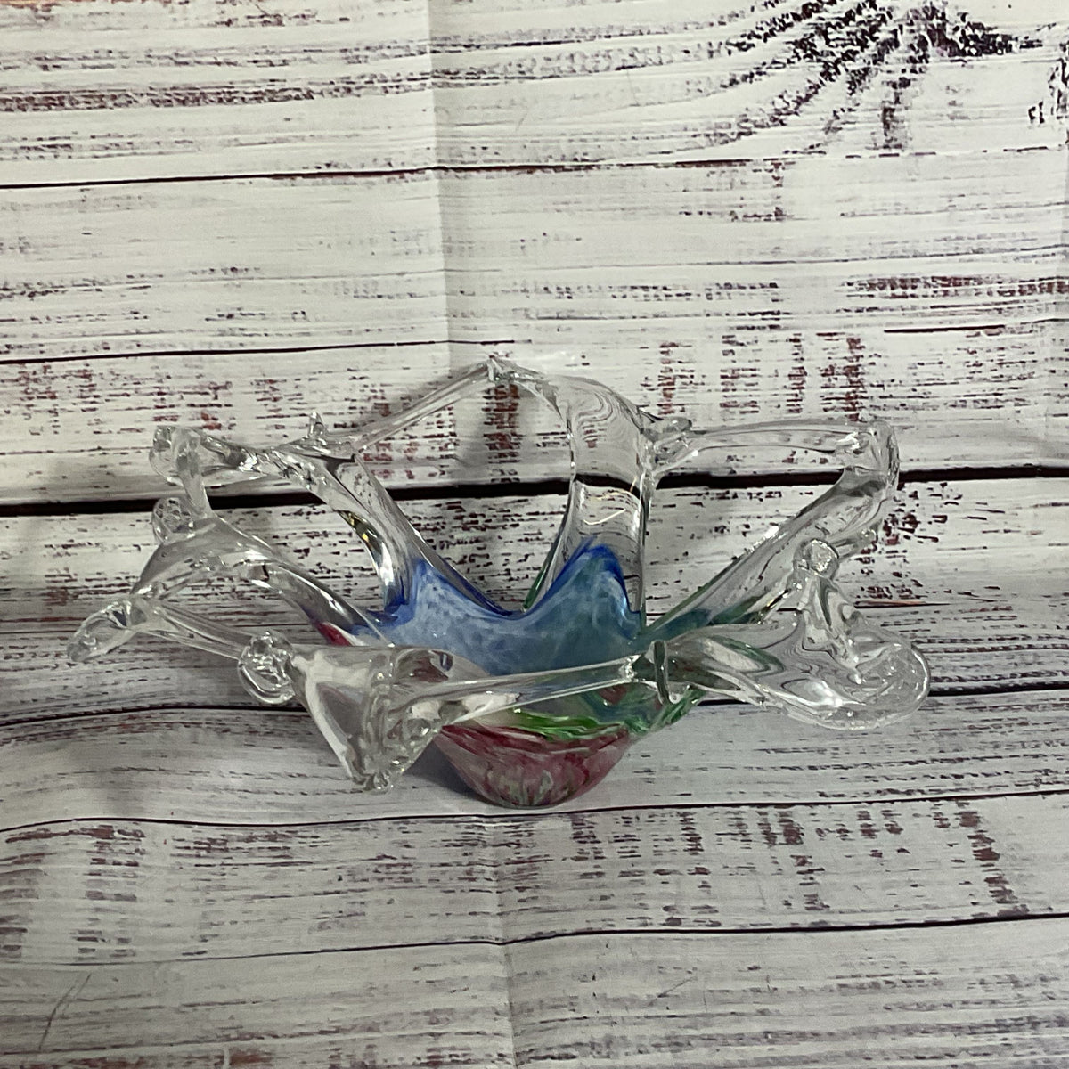 VTG. Murano Glass Pierced Starfish Shape Decorative Bowl- 3.25" x 9"