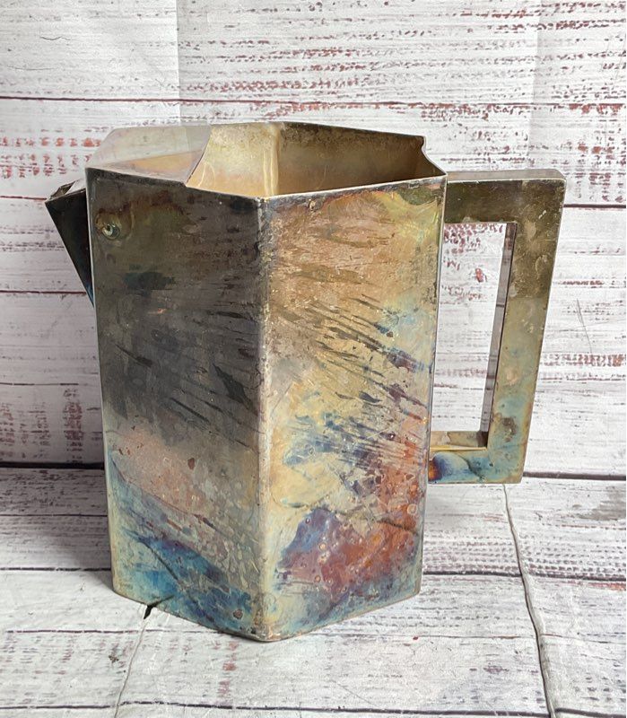 Vintage French 30g Hexagonal 8" Pitcher Silver Plated