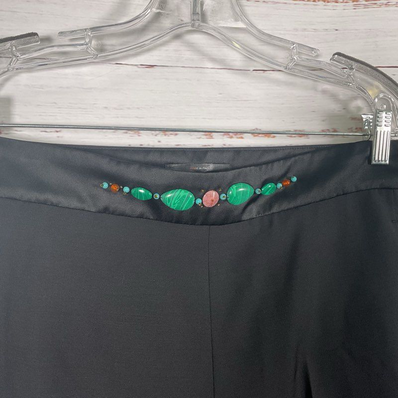 Paul Smith Black Wool/Mohair Blend Colorful Beaded Waist Pants - Size 6 US