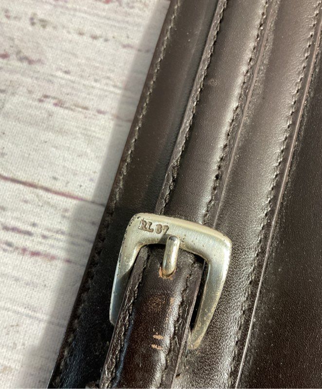 Vintage Ralph Lauren Women's Dark Brown Leather Satchel Shoulder Bag