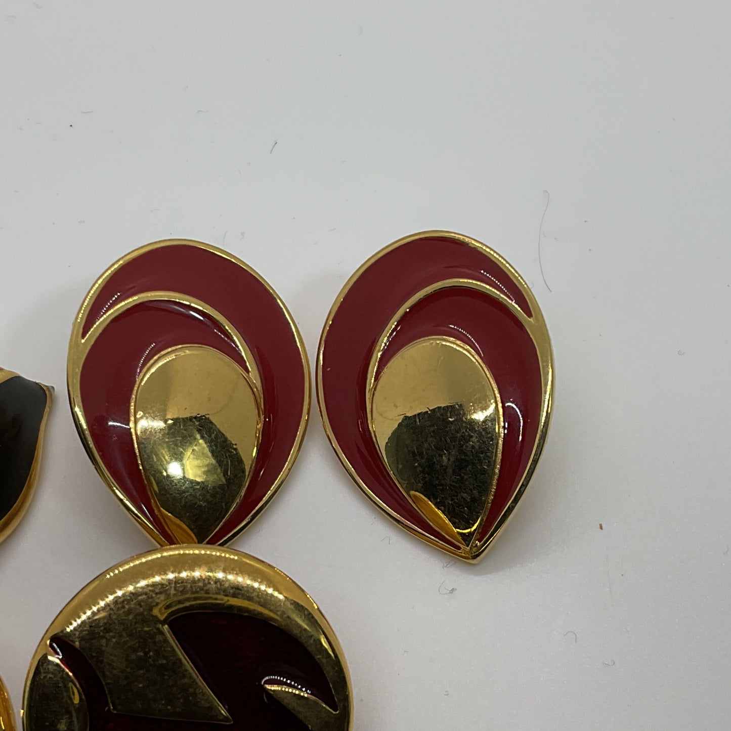 Set of 3 MONET Gold Tone & Enamel Clip On Earrings