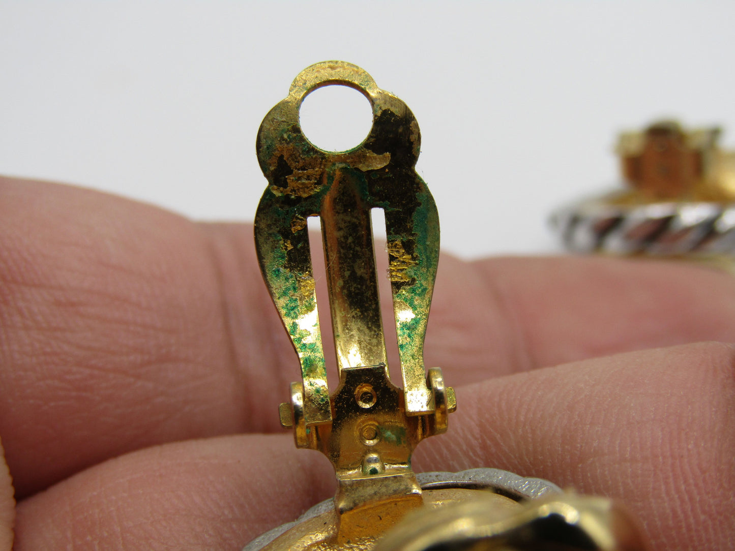 Vintage Erwin Pearl Silver & Gold Plated Swirl Clip-On Earrings