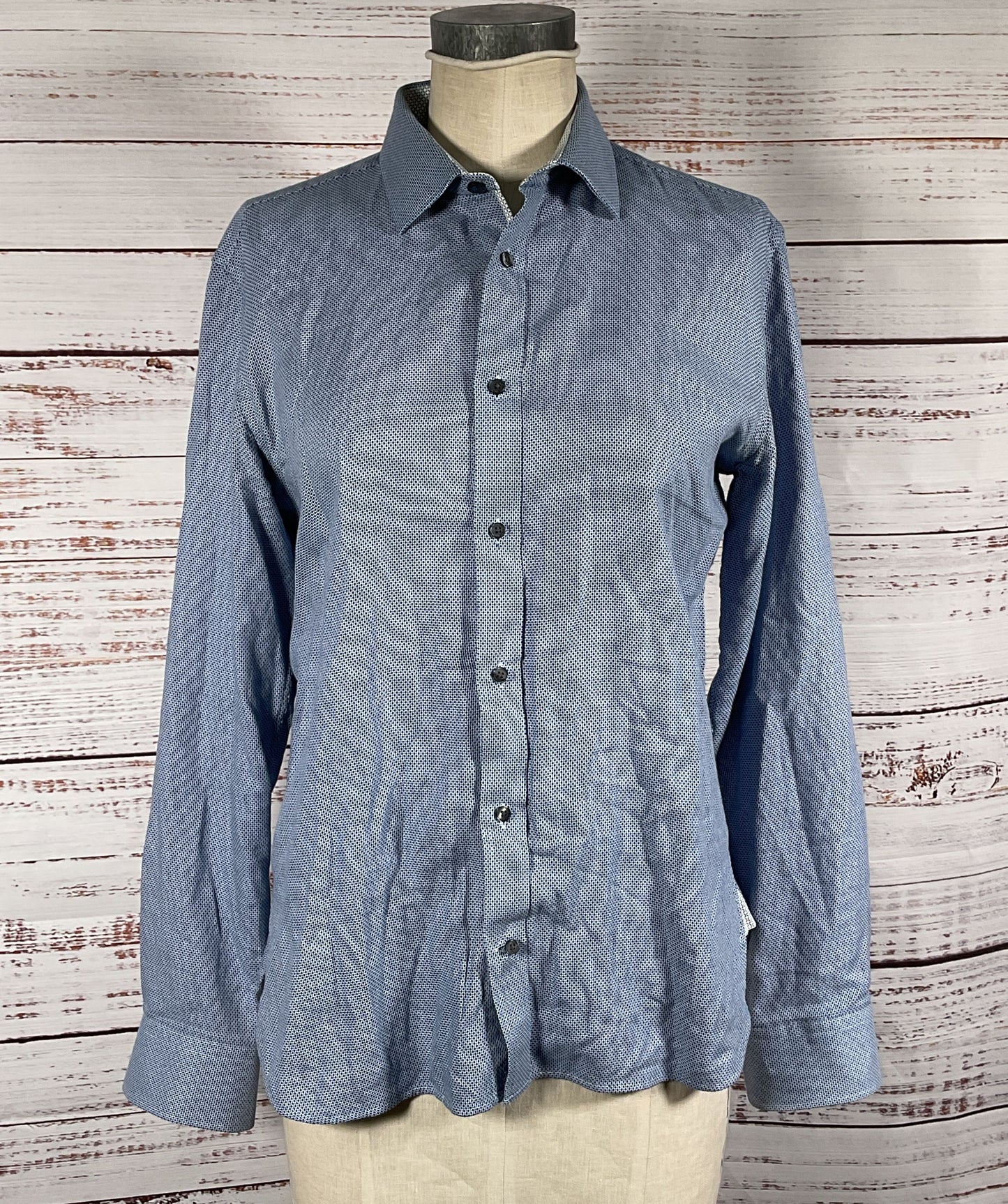 Ted Baker Endurance Button Down Long Sleeve Shirt Blue 16 34/35