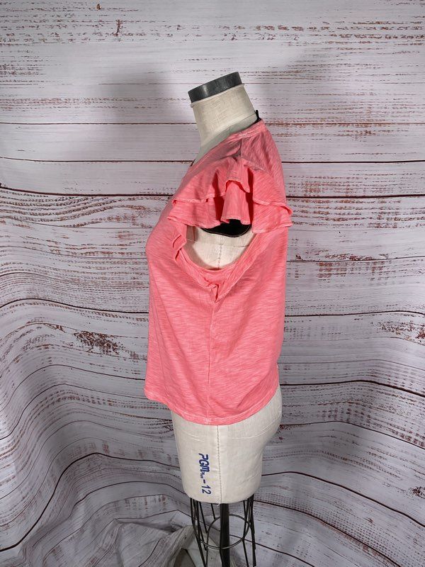 Veronica Beard Women's Ruffle Sleeve Top Salmon Pink Size M