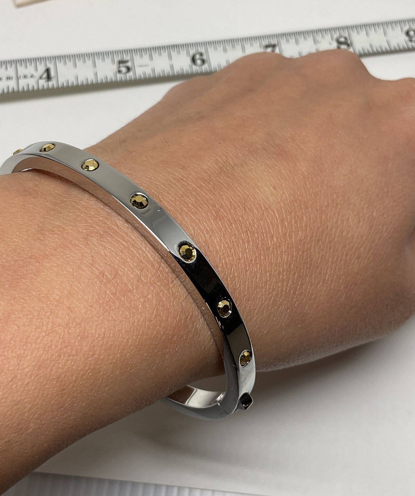 Kate Spade Silver Tone Hinged Bangle Bracelet