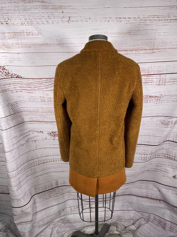Scotch & Soda Women's Light Brown Wool Blend Fleece Button Overcoat Size M
