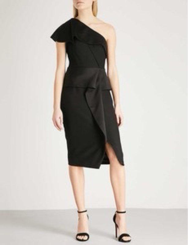 NEW Ted Baker One Shoulder Peplum Pana Sheath Dress Size 5 Black