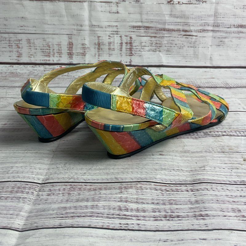 Mario Valentino Snakeskin Multicolor Strappy Slingback Sandal Women's Size 6.5