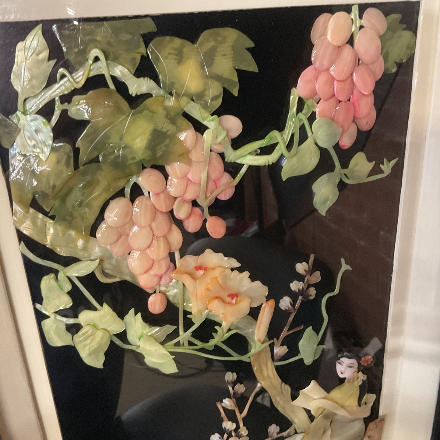 Set of 3 VTG. Asian Mother Of Pearl Framed Art Wall Hangings- 32" x 12.75"