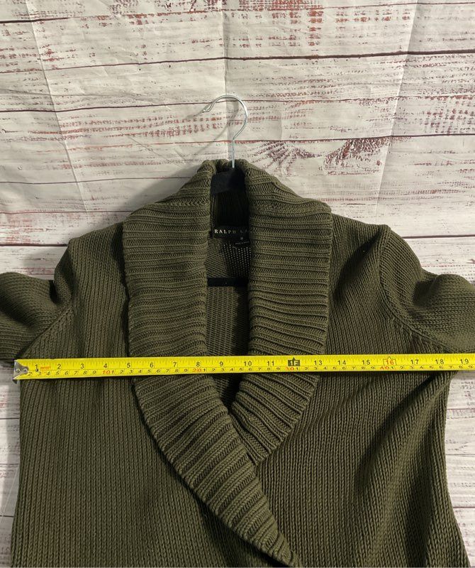Ralph Lauren Black Label Women's Green Knit Cardigan Double Belted Size M