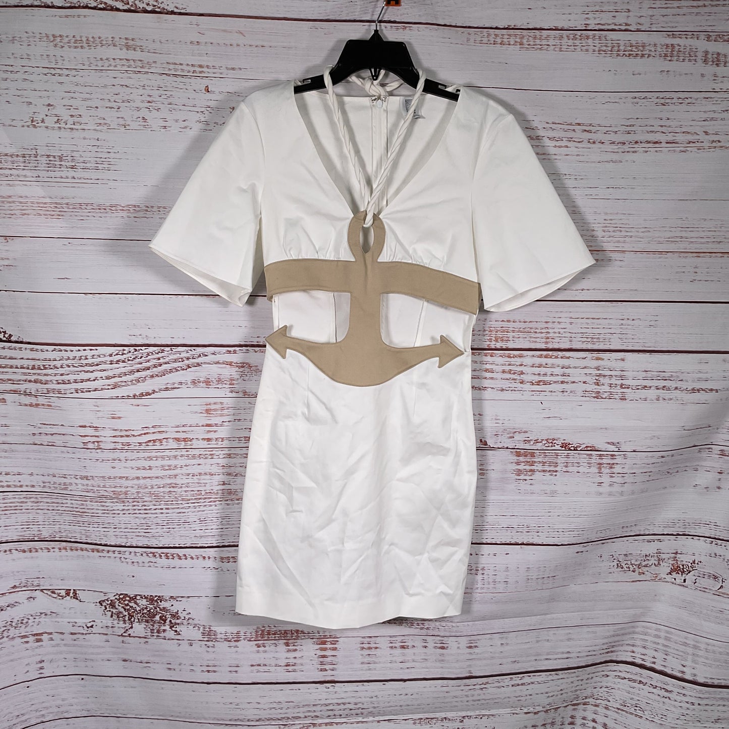 Rosie Assoulin Anchor Aweigh White Beige Short Sleeve Mini Dress - Size 2