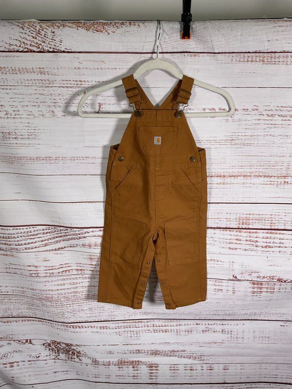 Carhartt Overalls Boys 18 Months Brown Duck Canvas Bib Pants Workwear