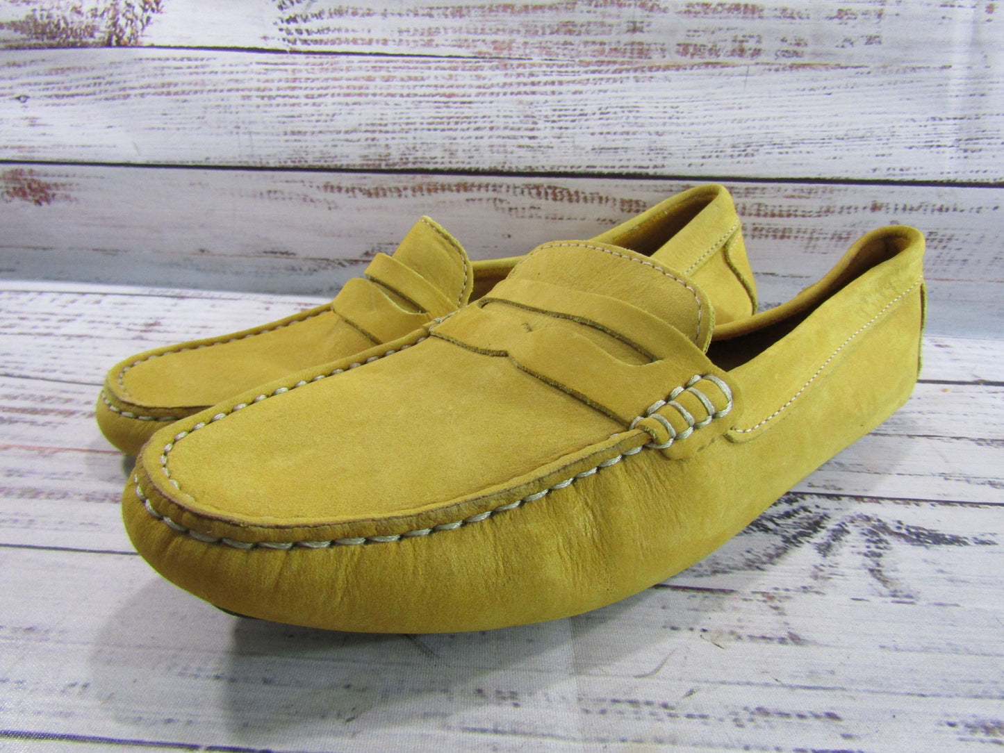 Massimo Matteo Men's Yellow Suede Driving Penny Loafer Size 9.5